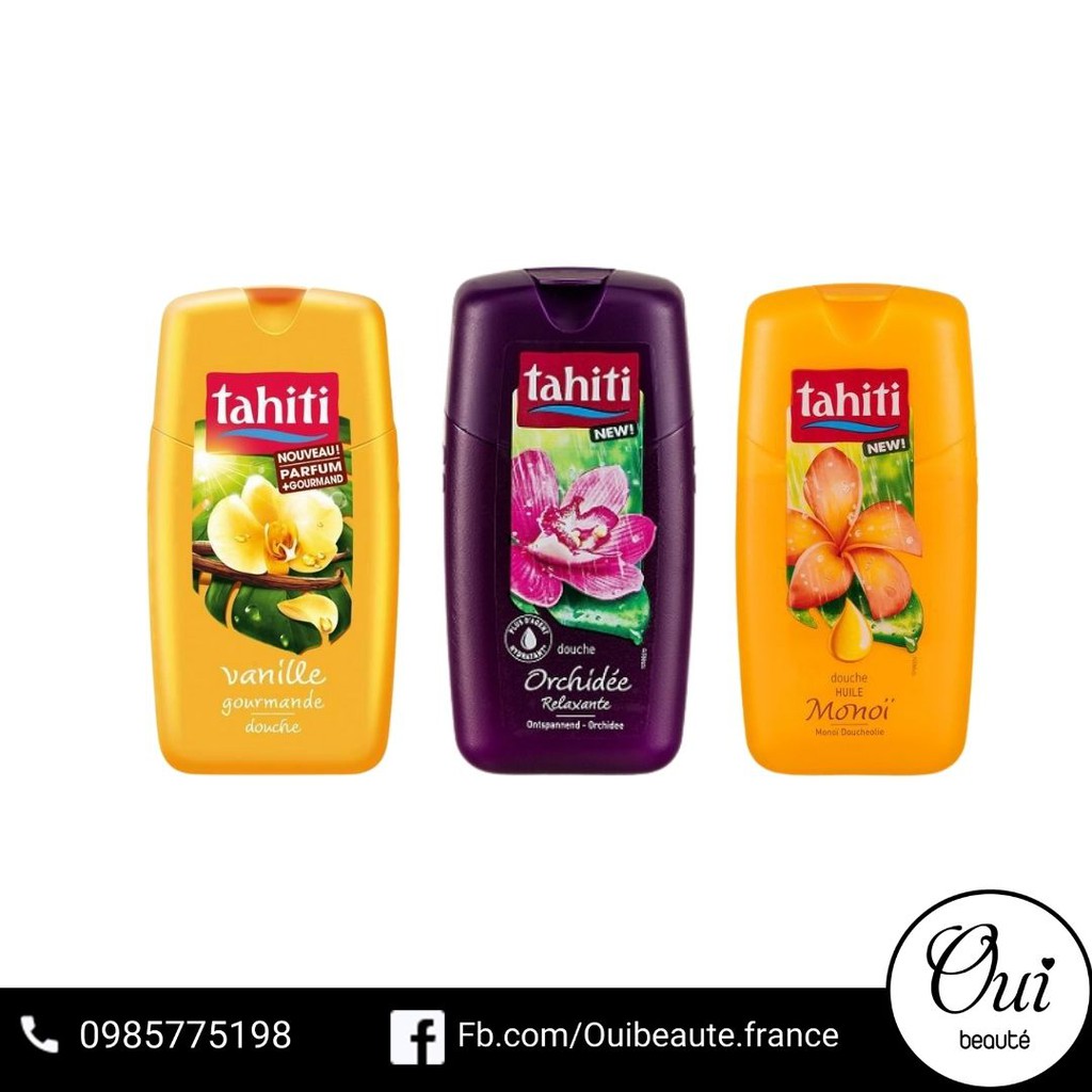 Sữa tắm Tahiti hương Vanille Gourmand, Orchidee Relaxante , Monoi Doucheolie 250ml Ouibeaute