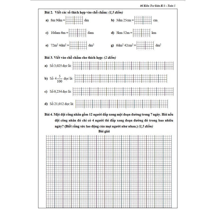Sách - Combo Đề Kiểm Tra Toán và Tiếng Việt 5 - Học Kì 1 (2 cuốn)