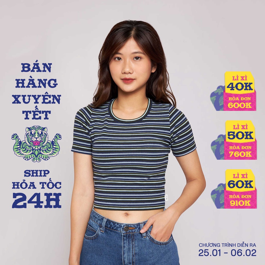 Áo Thun Croptop Nữ BOO 100%Cotton Dáng Ôm Nhiều Màu