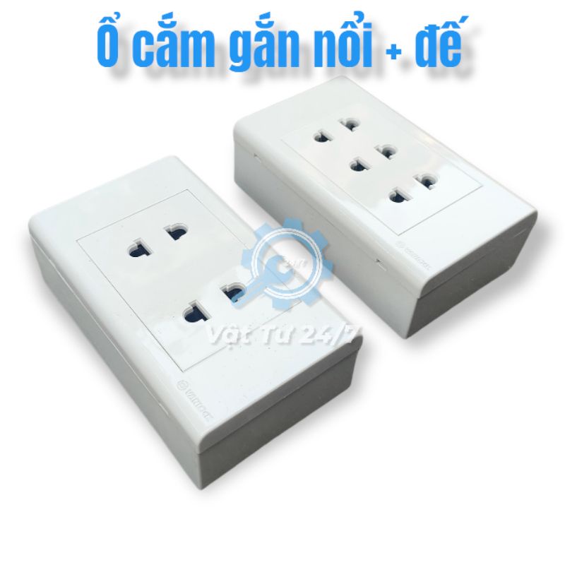 Ổ cắm 2 lỗ 3 lỗ ốp nổi gắn tường Sino Vanlock S18 bao gồm đế nổi