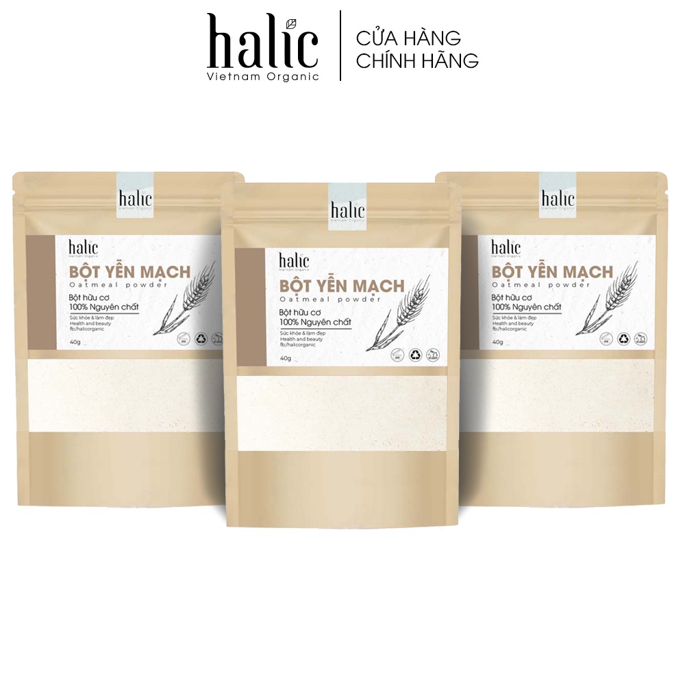 Bột Yến Mạch nguyên chất Halic Organic 40G đắp mặt nạ chống lão hóa da, ngừa mụn, làm trắng sáng da hiệu quả