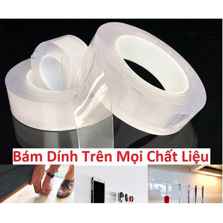 Băng keo 2 mặt trong suốt dán siêu chắc dán đa năng