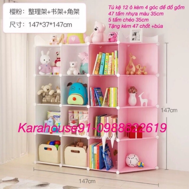 Kệ để đồ 12 ô + 4 kệ để đồ trang trí