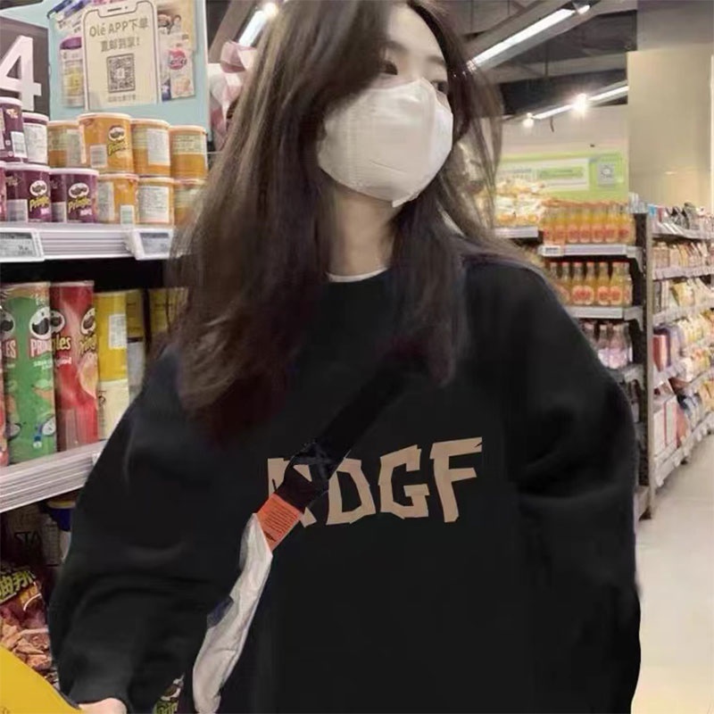 ZHELIHANGFEI Áo Sweater Tay Dài Cổ Tròn Dáng Rộng Phong Cách Preppy