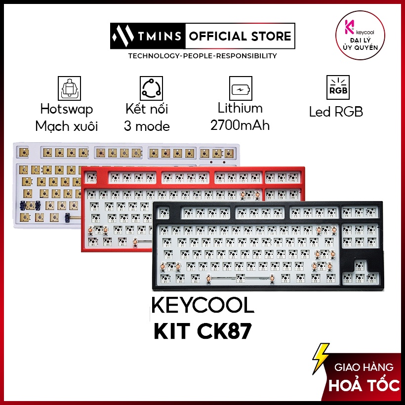 KIT bàn phím cơ Keycool KC87 Mạch xuôi,3 mode  - Hàng chính hãng BH12 Tháng