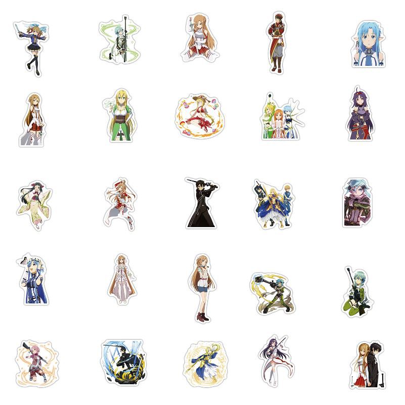 Sticker New Anime Sword Art Online nhựa PVC không thấm nước, dán nón bảo hiểm, laptop, điện thoại, Vali,xe #208