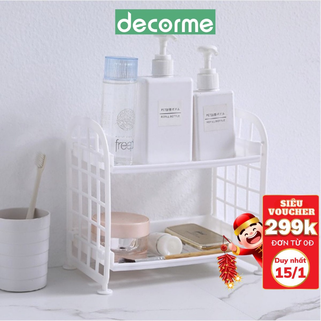 Kệ nhựa lắp ghép 2 tầng mini decor bàn học