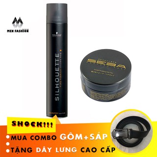 Combo Keo Vuốt Tóc Silhouette 420ml + Sáp Vuốt Tóc SeBa, Tặng Dây Lưng Cao Cấp