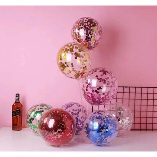 Set 10 Bóng Bay Trong Suốt Sequin 30Cm Trang Trí Tiệc Cưới Sinh Nhật Lớp Học Background Chụp Ảnh Tết