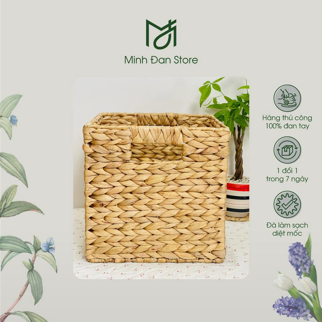 Giỏ lục bình đựng đồ, đựng quần áo, giỏ vuông đựng đồ đa năng, có tay cầm, đựng đồ chơi, decor nhà cửa