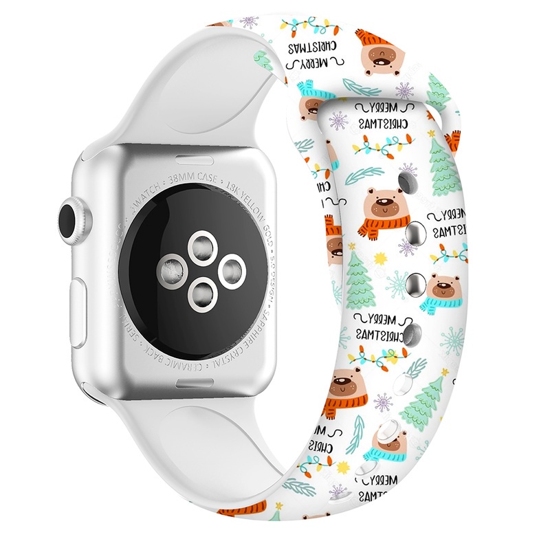 Dây Đeo Silicon Hình Người Tuyết Dễ Thương Cho Đồng Hồ Thông Minh Apple Watch Series 7/6/SE/5/4/3/2/1 38-45mm