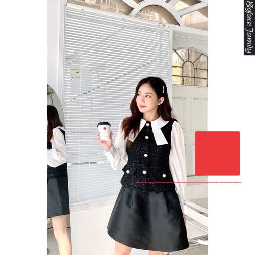 TAYLOR TOP (Bản Đen) mix JULIE SKIRT - Áo dạ tweed đen pha voan + Chân váy đen tarfa ca