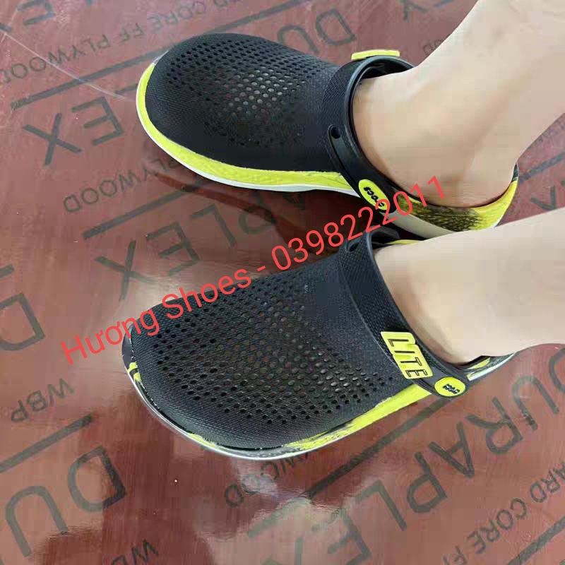 Sục Literide 360 clog màu đen loang siêu êm mềm nhẹ, bền đẹp cho nam nữ