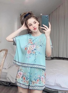 BỘ LỤA ĐÙI XANH HOA CAO CẤP