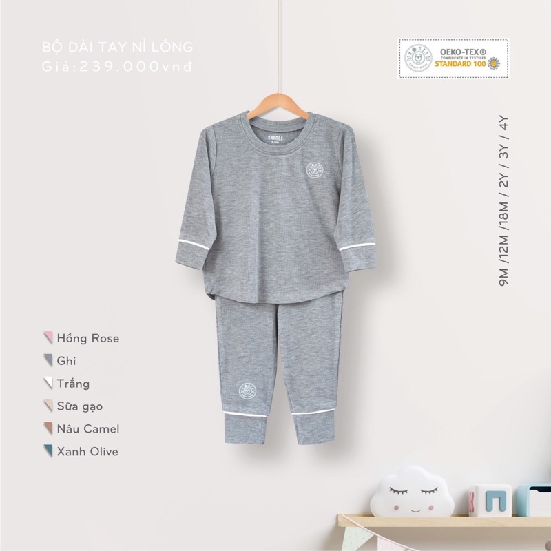 Bộ Hrnee Cài Vai Nỉ Lông