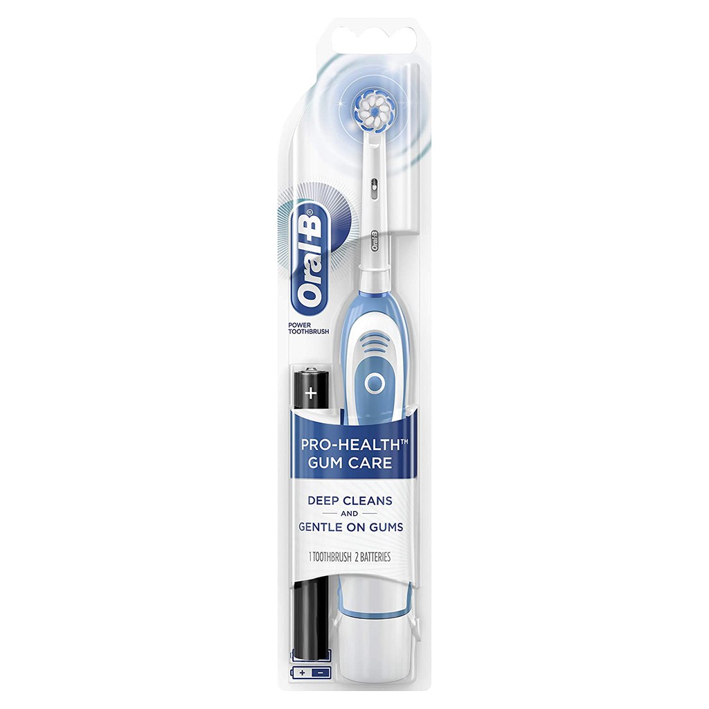 Bàn Chải Điện Dùng Pin Oral-B GumCare Clinical - Đầu Gum Care, Màu Trắng Xanh - Dùng Pin AA, Hẹn Giờ 2-Phút