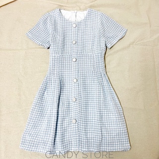 Đầm tweed tay ngắn phối nút (Freesize - 2 màu)