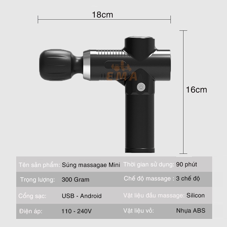 Máy massage cầm tay mini VeryGood - Súng massage 3 chế độ rung giảm đau nhức mỏi toàn thân