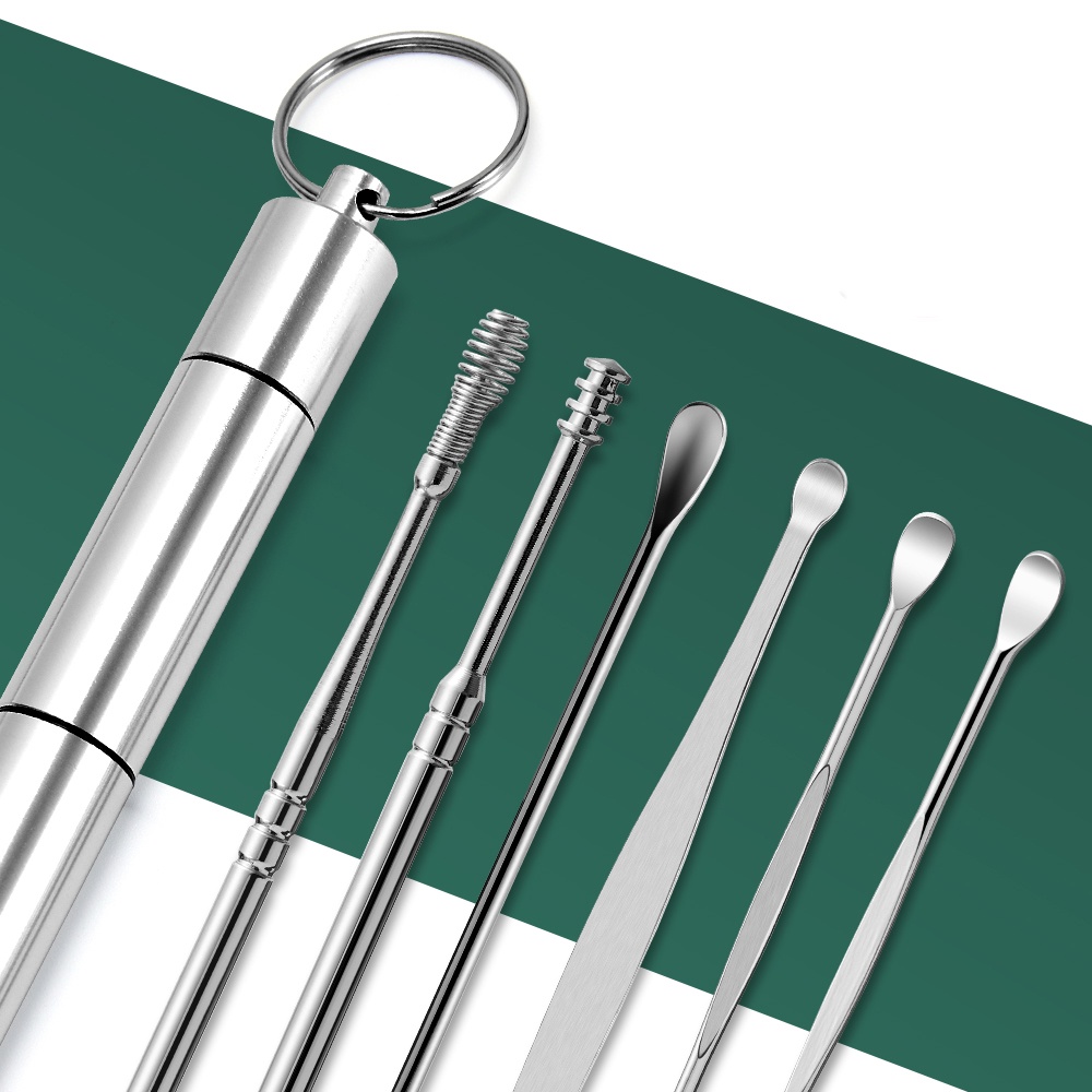 Set 6 Dụng Cụ Lấy Ráy Tai Bằng Inox Tiện Dụng