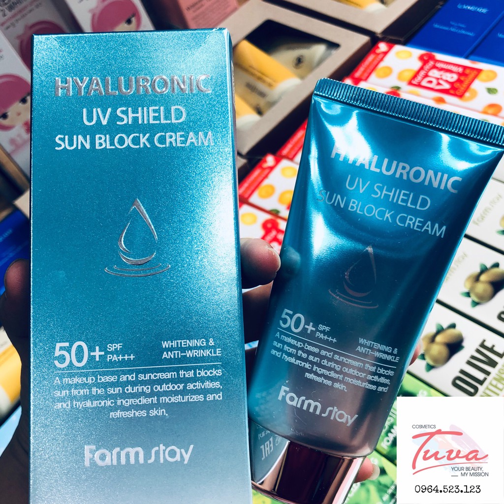 Kem Chống Nắng Dưỡng Ẩm Da Farm Stay Hyaluronic UV Shield Sun Block Cream