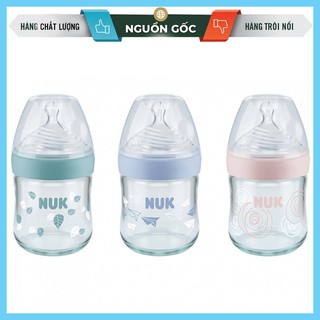 [Bình Sữa & Phụ Kiện] Bình Sữa Cổ Hẹp Thủy Tinh Đa Tia Silicone Dẹt Chỉnh Nha NUK Nature Sense 120Ml Cho Trẻ 0-6 Tháng