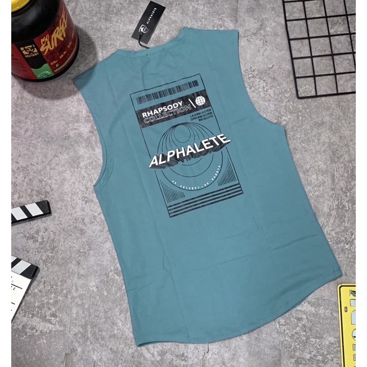 [siêu sale]Áo tank top gym nam, áo ba lỗ gym nam ALPHALETE phom body cực chất,chất vải cotton 100% ,co giãn 4 chiều.