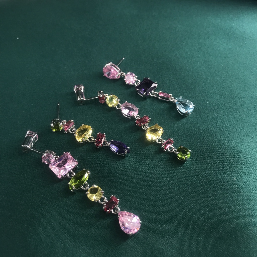 Bông Tai Swarovski Dáng Dài Đính Đá Quý Sang Trọng Cho Nữ