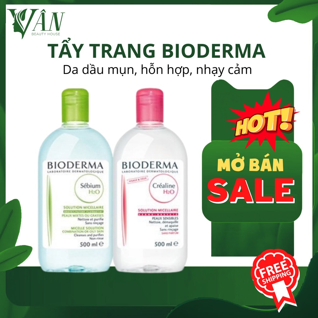 [CHÍNH HÃNG] TẨY TRANG BIODERMA 100ML, 500ML - PHÁP - NƯỚC TẨY TRANG BIODERMA CREALINE, SENSIBIO