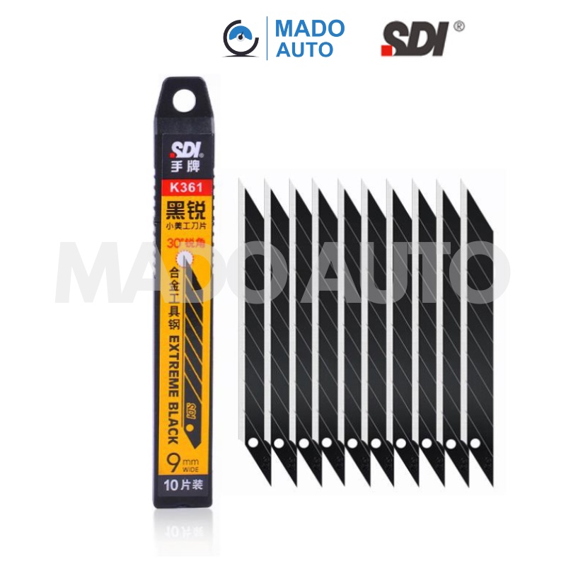 MADO AUTO Hộp 10 lưỡi dao rọc giấy SDI No.K361 cắt Film cách nhiệt, Decal dán xe ô tô