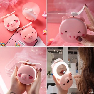 Quạt heo tích hợp đèn, gương soi.
