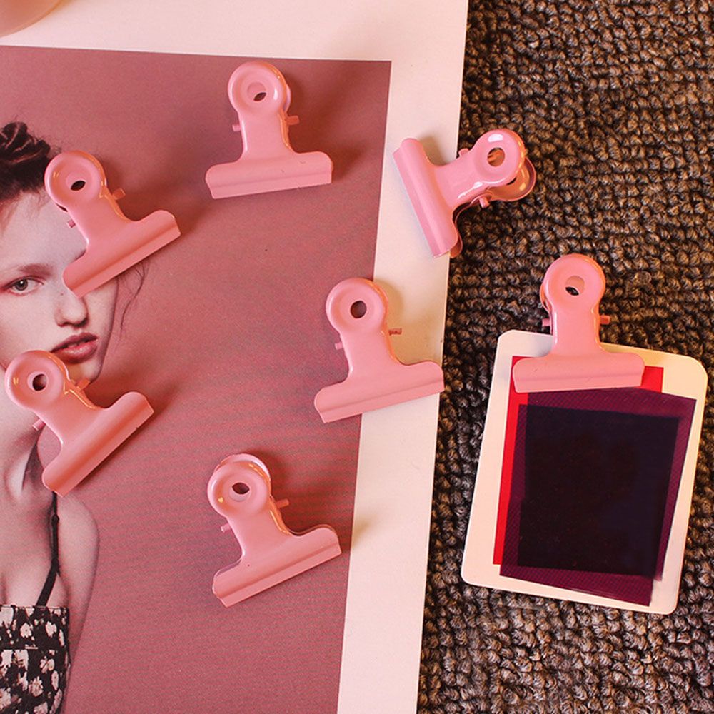 ☆Yola☆ Set 5/10 kẹp giấy Note bằng kim loại hình elip màu hồng dễ thương đa năng DIY