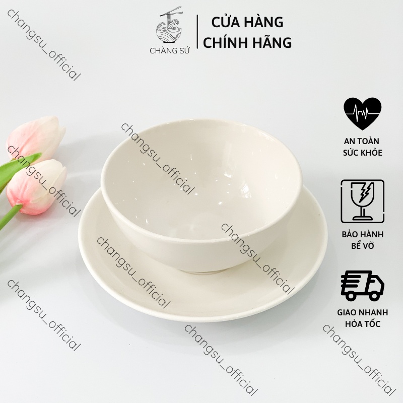 Đĩa lót bát cơm sứ Minh Châu - Dĩa tròn kê chén ăn cơm sang trọng