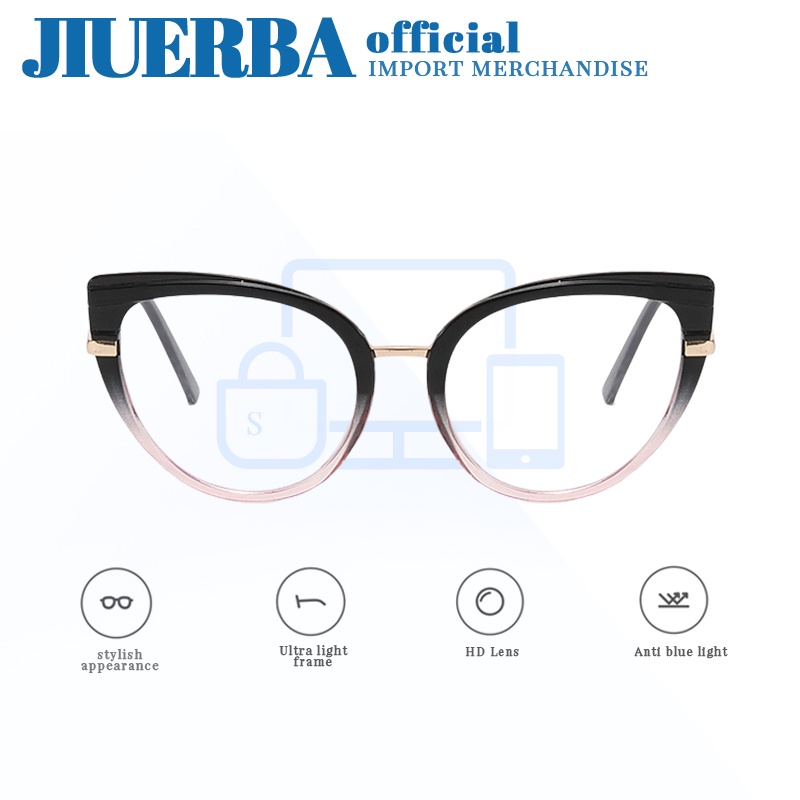 JIUERBA Mắt Kính Chống Bức Xạ Phong Cách Retro Phương Tây Cho Nữ