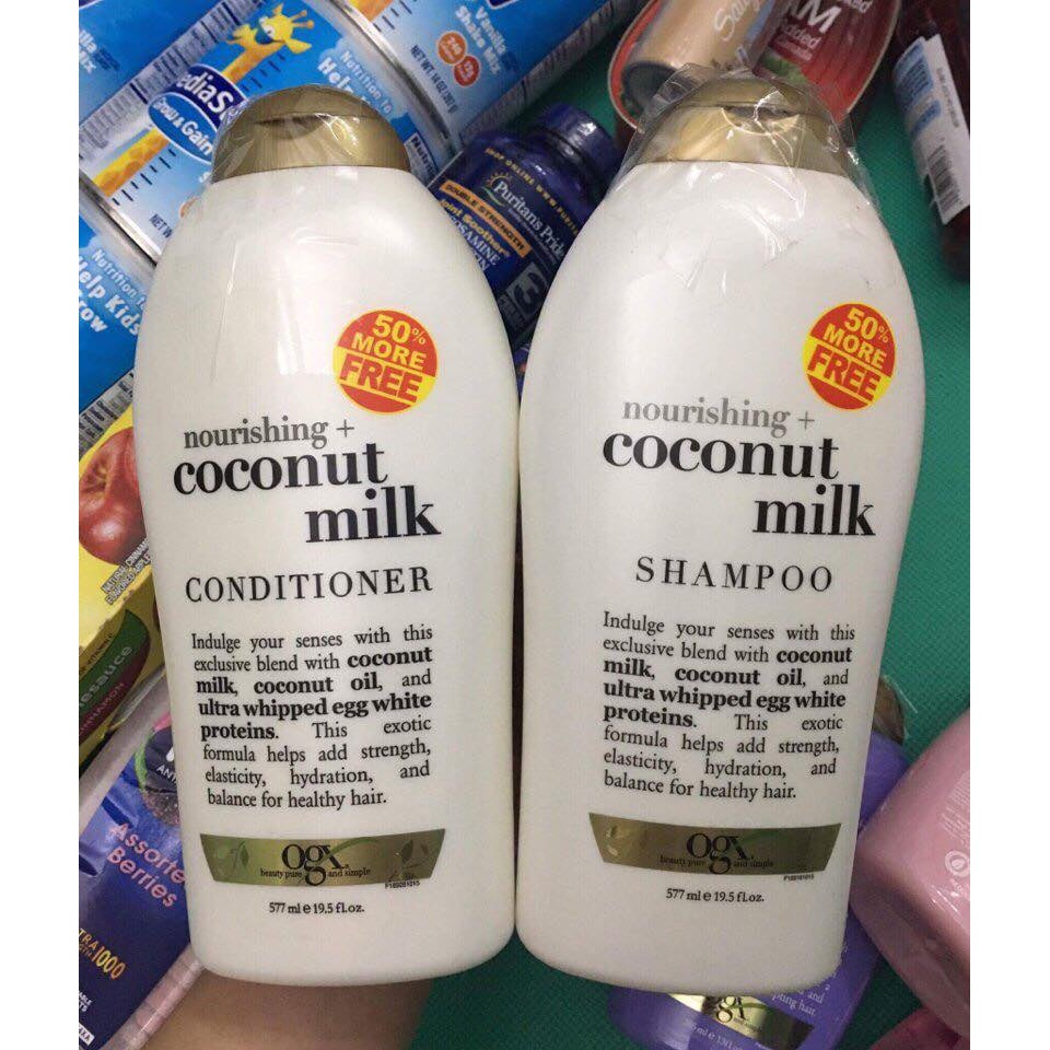 Dầu Gội Và Dầu Xả OGX Nourishing Coconut Milk của Mỹ 577ml