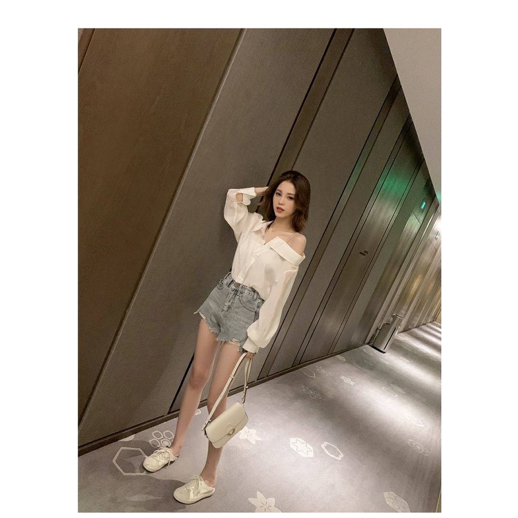 Áo Sơ Mi Tay Dài Hở Vai Màu Trắng Quyến Rũ Thời Trang Cho Nữ | BigBuy360 - bigbuy360.vn