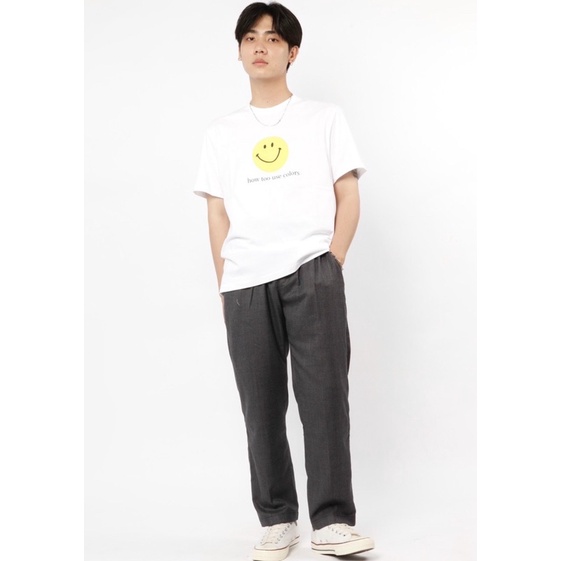 Áo thun nam trơn in hình mặt cười form rộng Nô Store