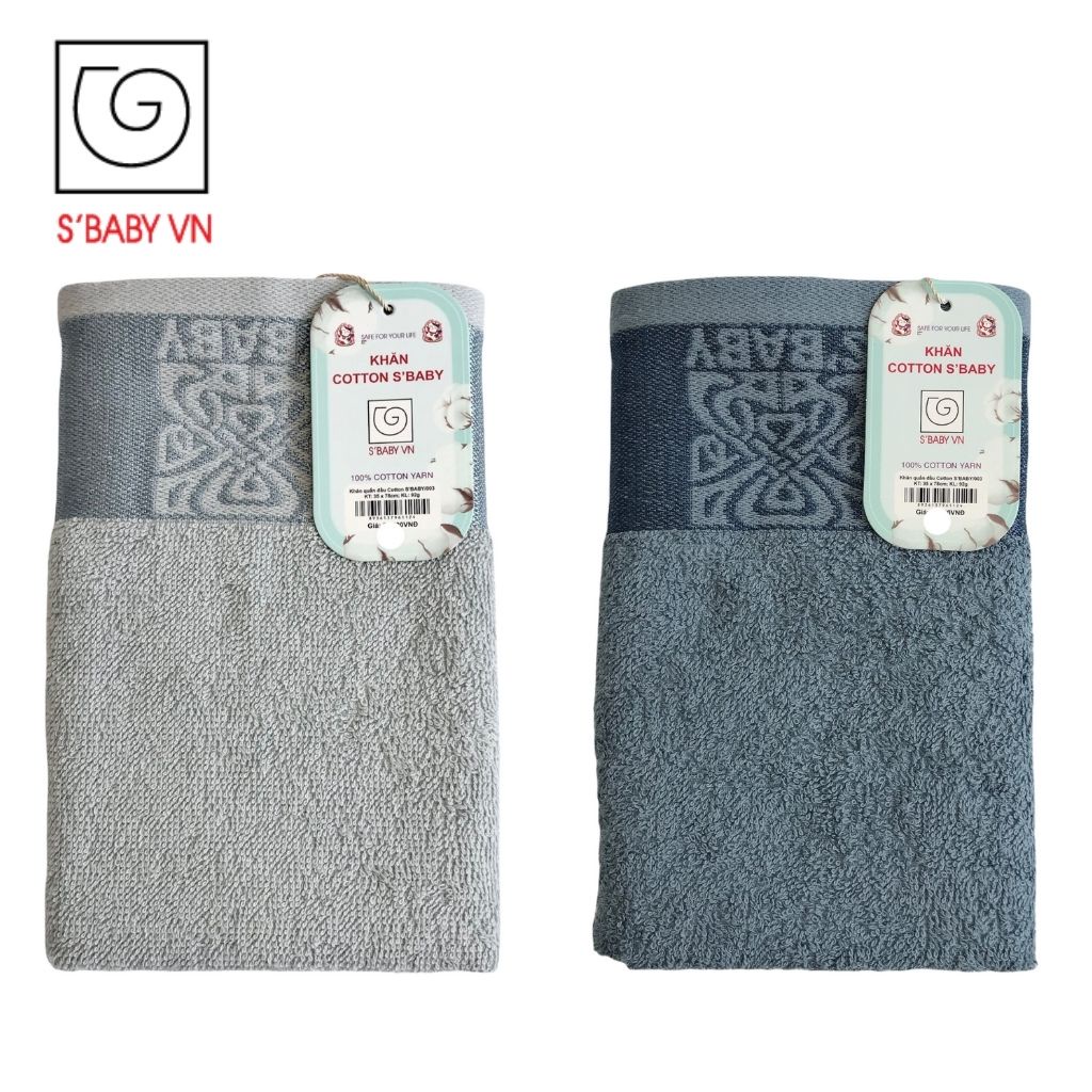 Khăn Quấn Đầu Nhanh Khô Cotton S'BABY 35x78cm Sản Xuất Từ Nguyên Liệu Tự Nhiên Mềm Mại, An Toàn Cho Da - 8936137961124