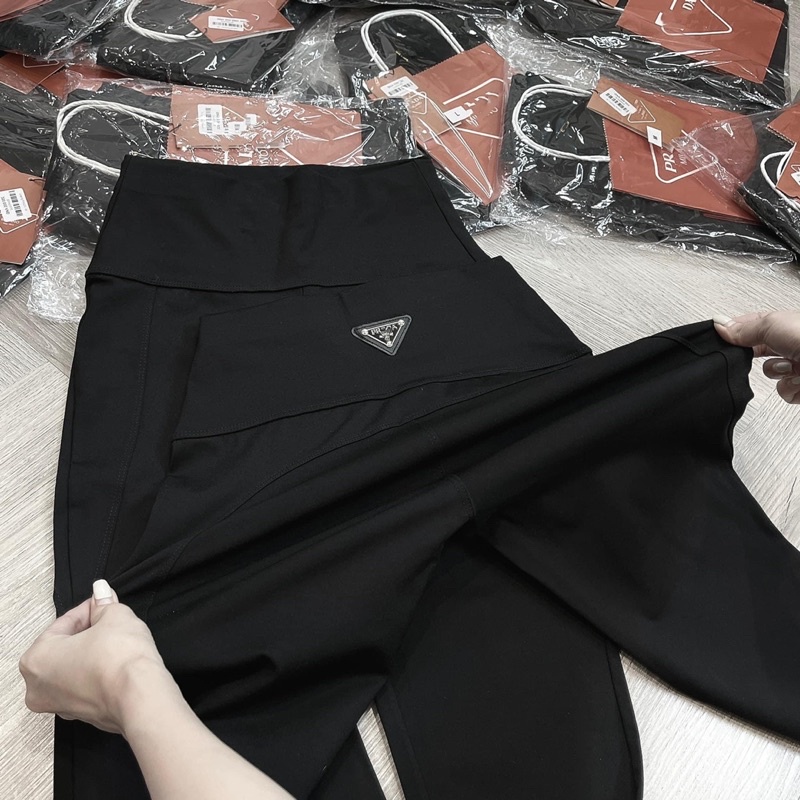 QUẦN LEGGING CẠP CAO PRADA CHẤT UMI HÀN CAO CẤP- kèm túi cam cho nữ