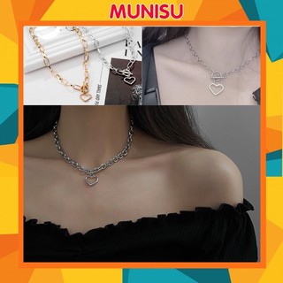 Dây chuyền Munisu hợp kim mặt hình trái tim phong cách cực ngầu PK11
