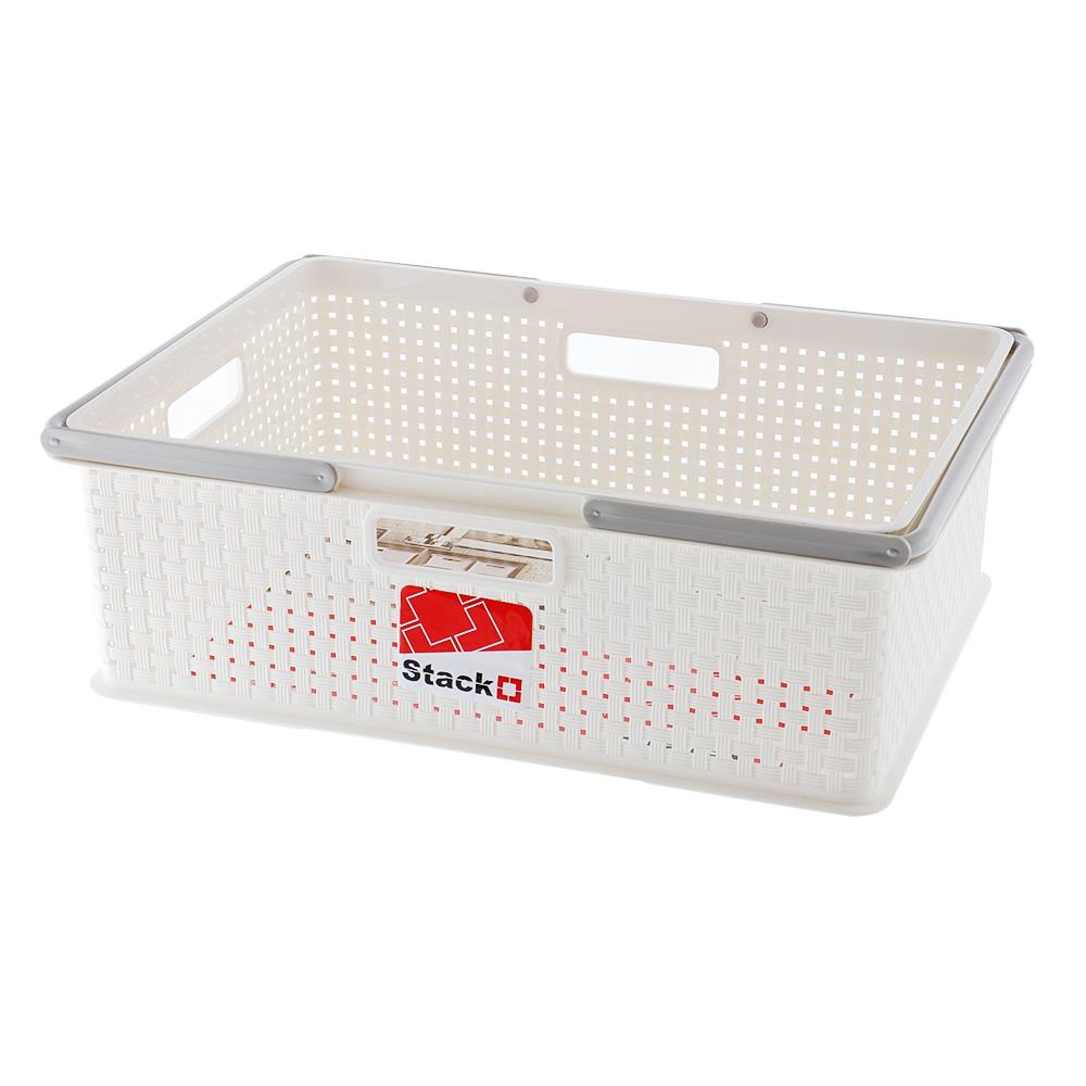HomeBase STACKO Rổ nhựa đựng đồ đa năng bằng nhựa có tay cầm Thái Lan W39.2xH27.9xD13.3cm màu trắng