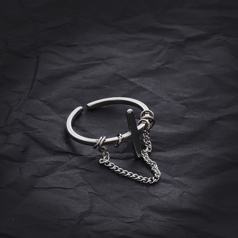 Nhẫn Kim Loại Mặt Hình Thánh Giá Phong Cách Hiphop