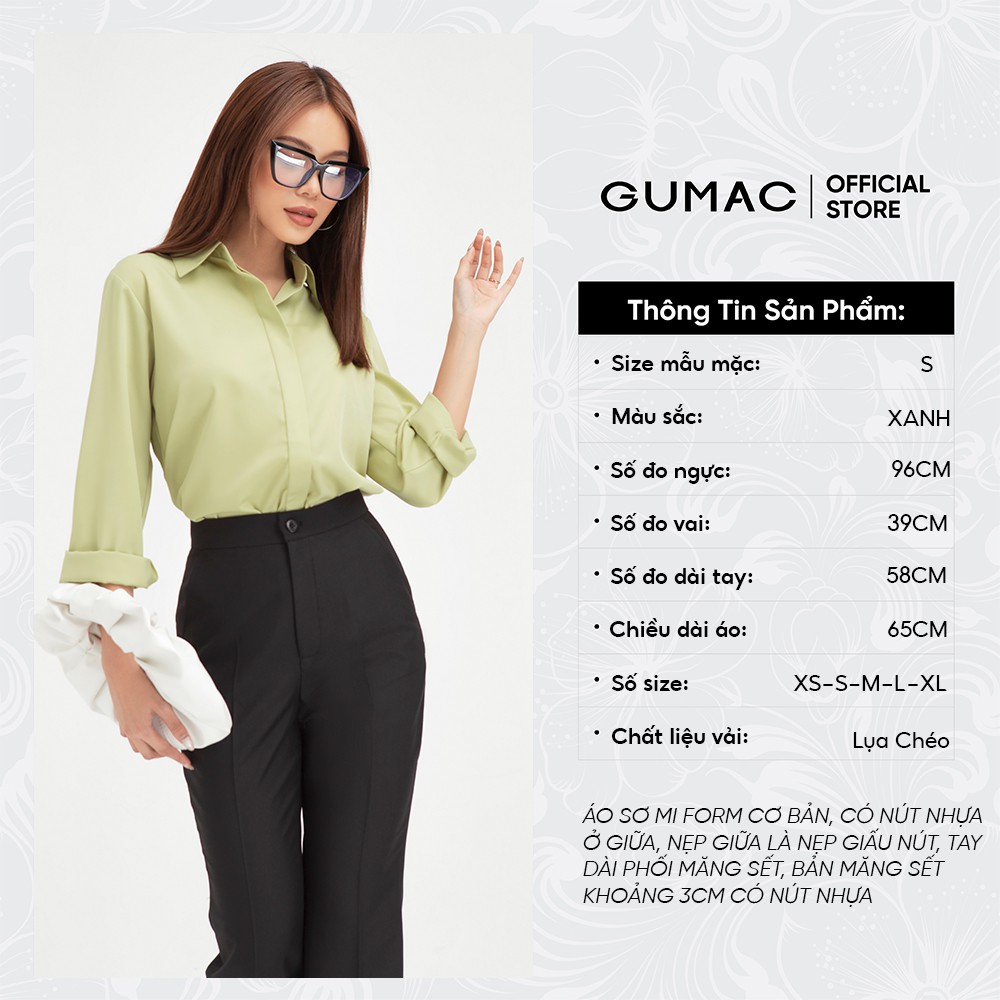 [Mã WABRGUSBD2 giảm 10% tối đa 50k đơn từ 250k] Áo sơ mi nữ tay dài GUMAC đồ công sở đủ màu, đủ size AB405 | BigBuy360 - bigbuy360.vn