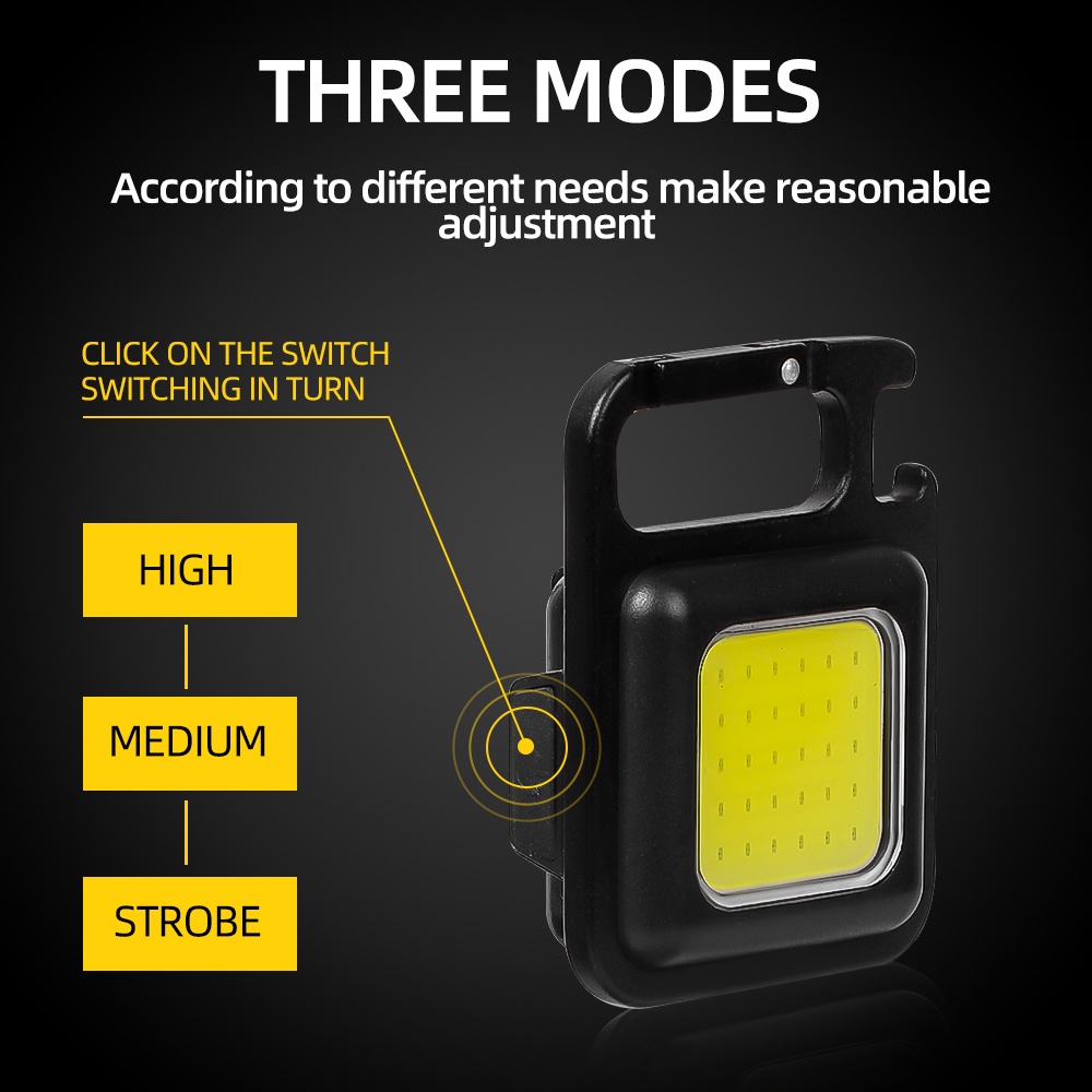 Đèn LED COB Mini Thiết Kế Nhỏ Gọn Kèm Móc Treo Chìa Khóa Tiện Dụng Cho Dã Ngoại / Công