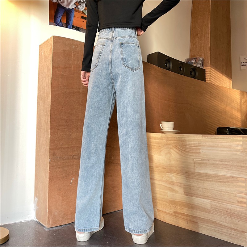 Quần jeans dài SUXI ống rộng phong cách cá tính thời trang dành cho nữ