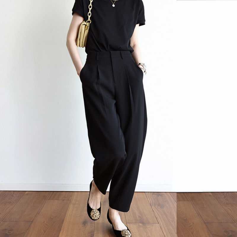 Quần baggy nữ lưng cao công sở dáng thụng vải đẹp tuyết mưa Q04