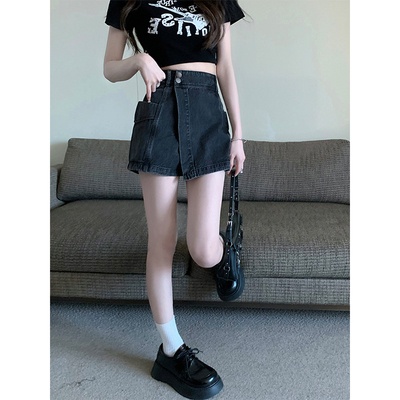 Quần Short Denim Lưng Cao Phong Cách Retro Mỹ Cá Tính Cho Nữ