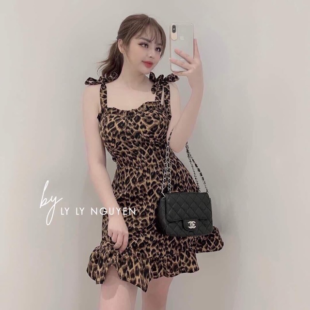 ĐẦM LỤA XOÈ HAI DÂY DA BEO GIÁ RẺ
