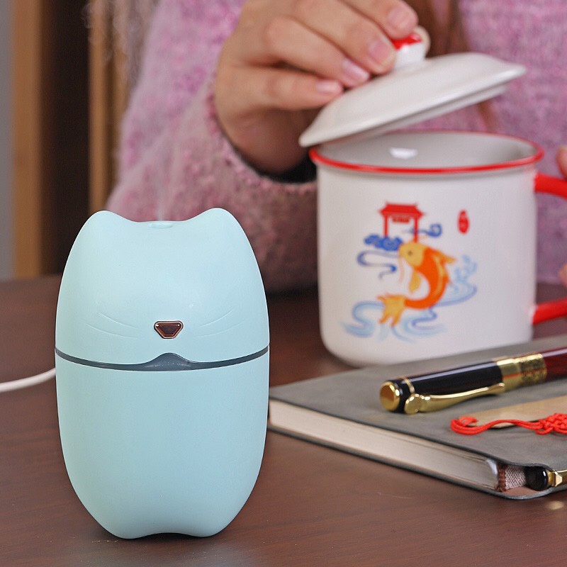 Máy Xông Tinh Dầu Mini Mèo Humidifier Cho Phòng Ngủ &amp; Trên Ôtô Khuếch Tán Tinh Dầu Phun Sương Tỏa Hương Đuổi Muỗi