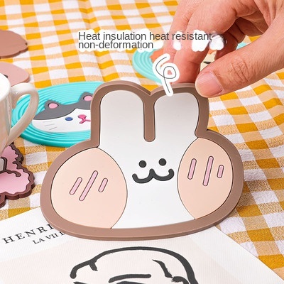 Đế Lót Ly Bằng Silicon Cách Nhiệt Chống Trượt Hình Gấu Hoạt Hình Dễ Thương