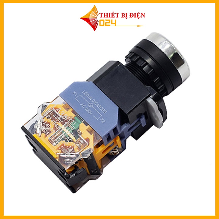 Nút Nhấn Đề Giữ Có Đèn LA38 380V-10A 1 Thường Đóng 1 Thường Mở - Màu Đỏ